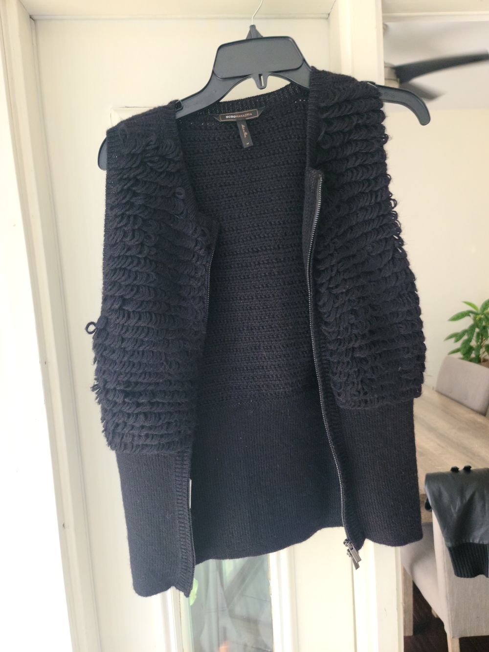 BCBGMaxAzria Black Textured Knit Zip Vest